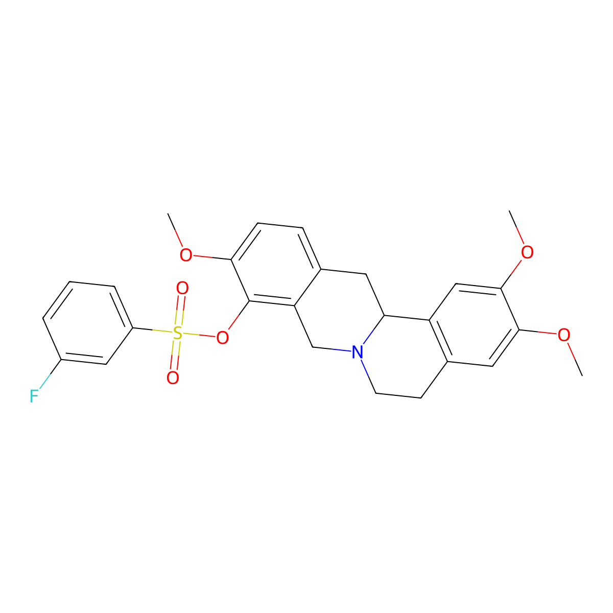 2,3,10-trimethoxy-5,8,13,13a-tetrahydro-6H-isoquinolino[3,2-a]isoquinolin-9-yl 3-fluorobenzenesulfonate molecular structure, CAS 1233353-86-0
