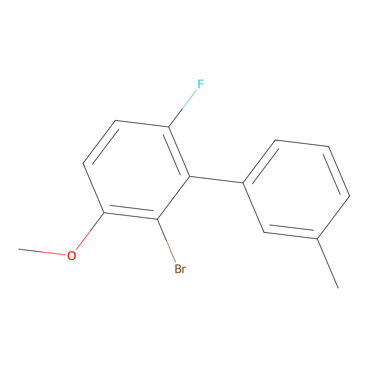 2-Bromo-6-fluoro-3-methoxy-3'-methyl-1,1'-biphenyl molecular structure, CAS 1233375-34-2