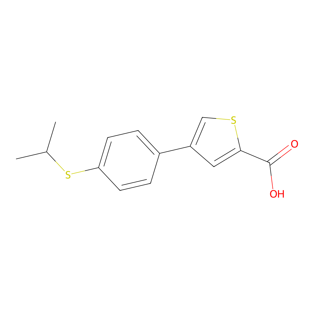 4-(4-(Isopropylthio)phenyl)thiophene-2-carboxylic acid molecular structure, CAS 1233389-74-6