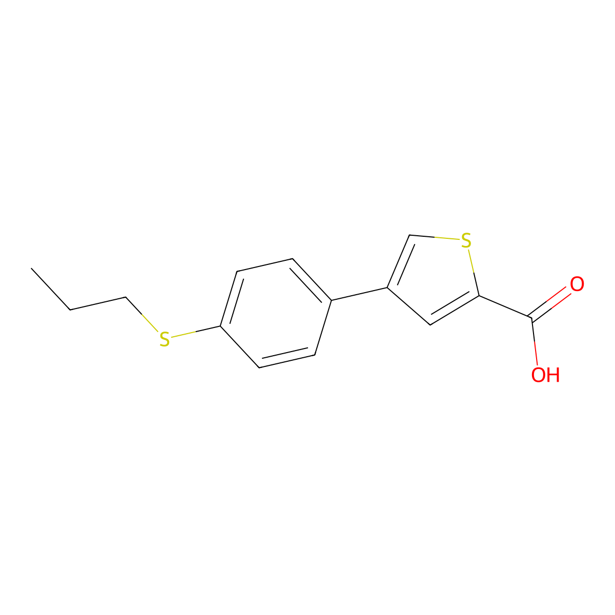 4-(4-(Propylthio)phenyl)thiophene-2-carboxylic acid molecular structure, CAS 1233389-76-8