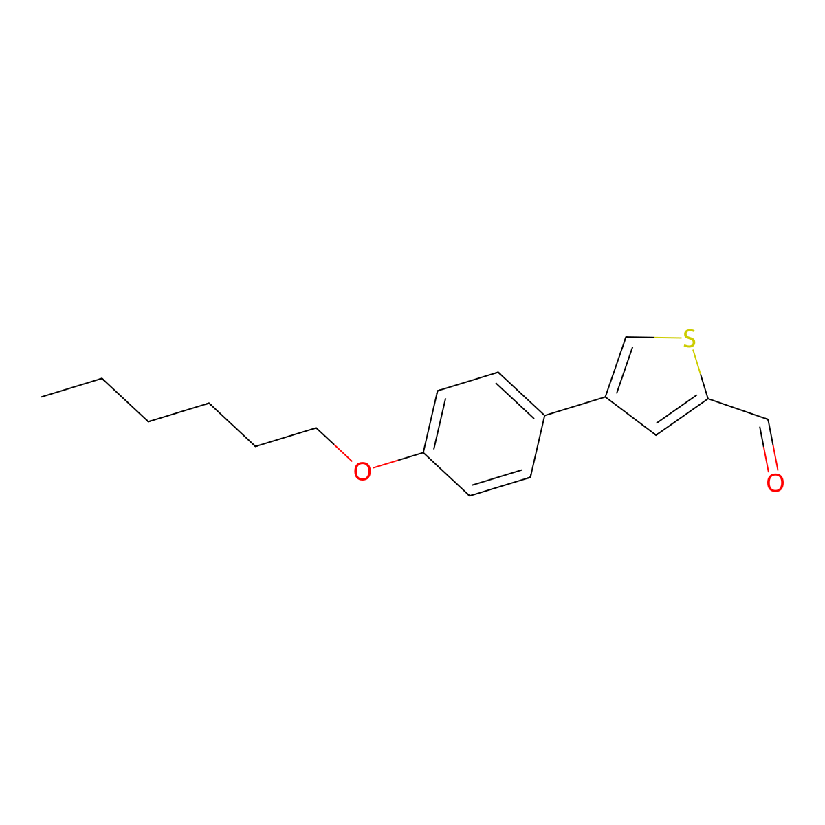 4-(4-(Hexyloxy)phenyl)thiophene-2-carbaldehyde molecular structure, CAS 1233389-87-1