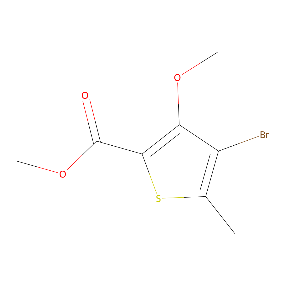 Methyl 4-bromo-3-methoxy-5-methylthiophene-2-carboxylate molecular structure, CAS 123342-03-0