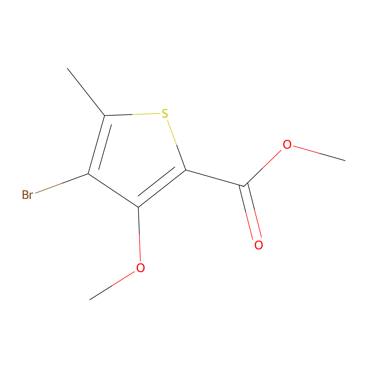 Methyl 4-bromo-3-methoxy-5-methylthiophene-2-carboxylate molecular structure, CAS 123342-03-0