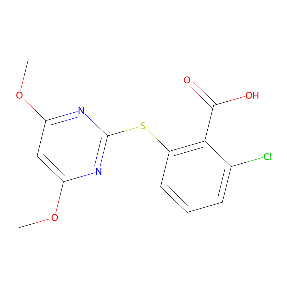 Pyrithiobac molecular structure, CAS 123342-93-8