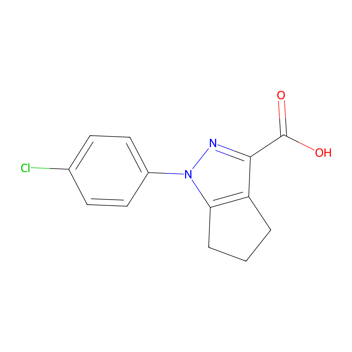 1-(4-chlorophenyl)-1H,4H,5H,6H-cyclopenta[c]pyrazole-3-carboxylic acid molecular structure, CAS 123344-96-7