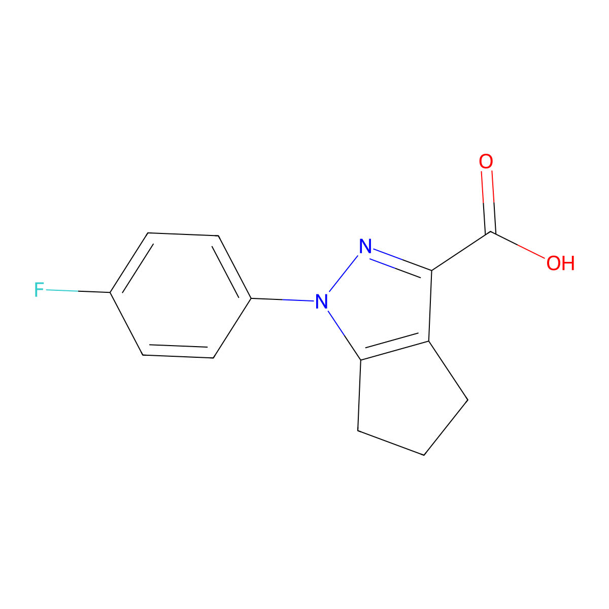 1-(4-fluorophenyl)-1H,4H,5H,6H-cyclopenta(c)pyrazole-3-carboxylic acid molecular structure, CAS 123345-03-9