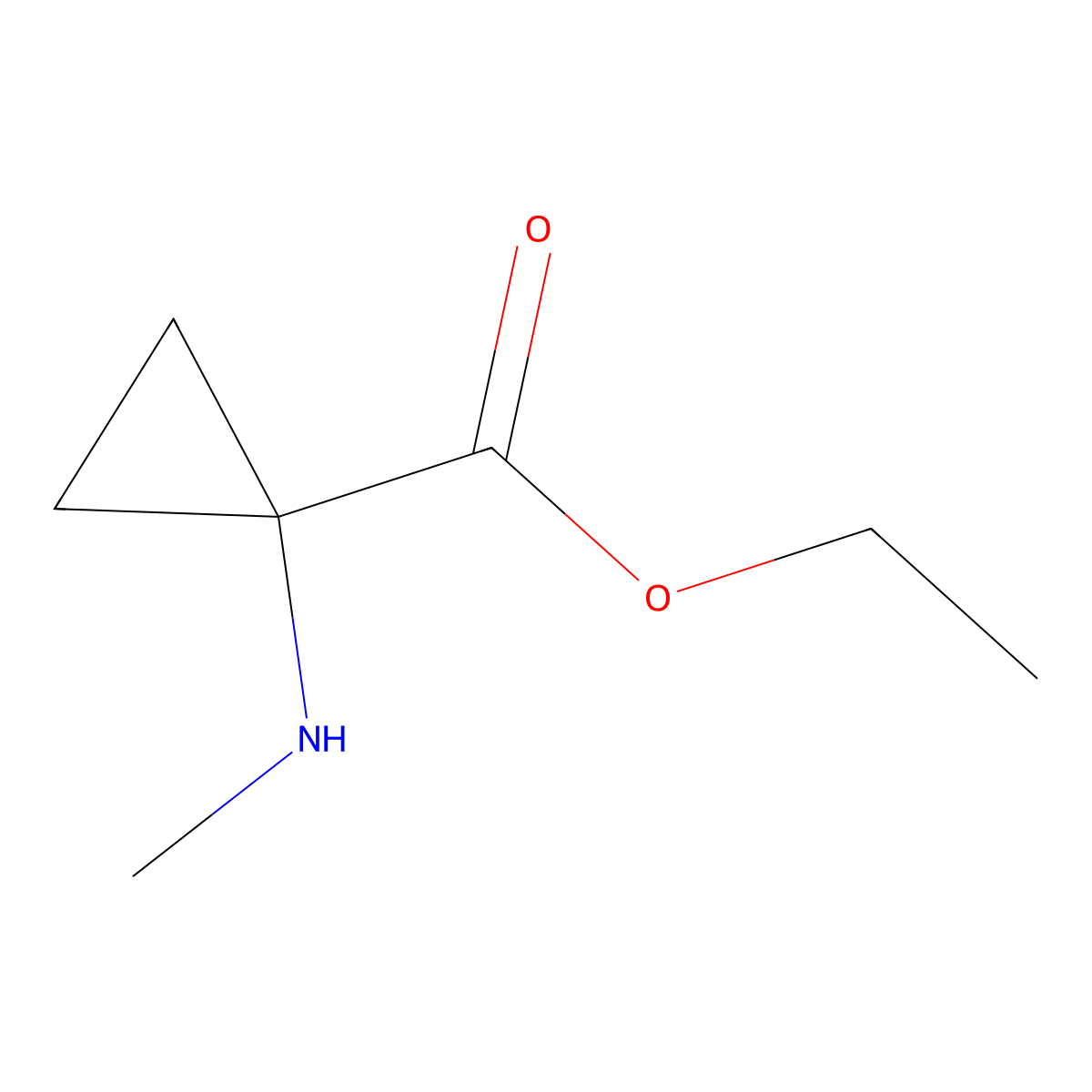 Ethyl 1-(methylamino)cyclopropanecarboxylate molecular structure, CAS 1233452-10-2