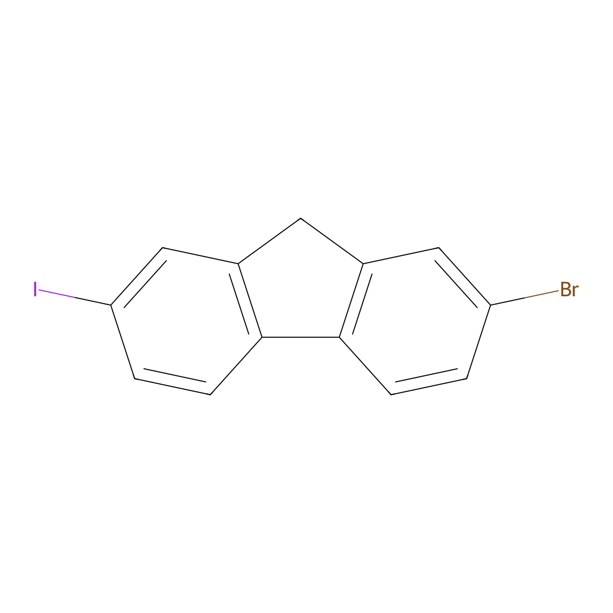 2-Bromo-7-iodo-9H-fluorene molecular structure, CAS 123348-27-6