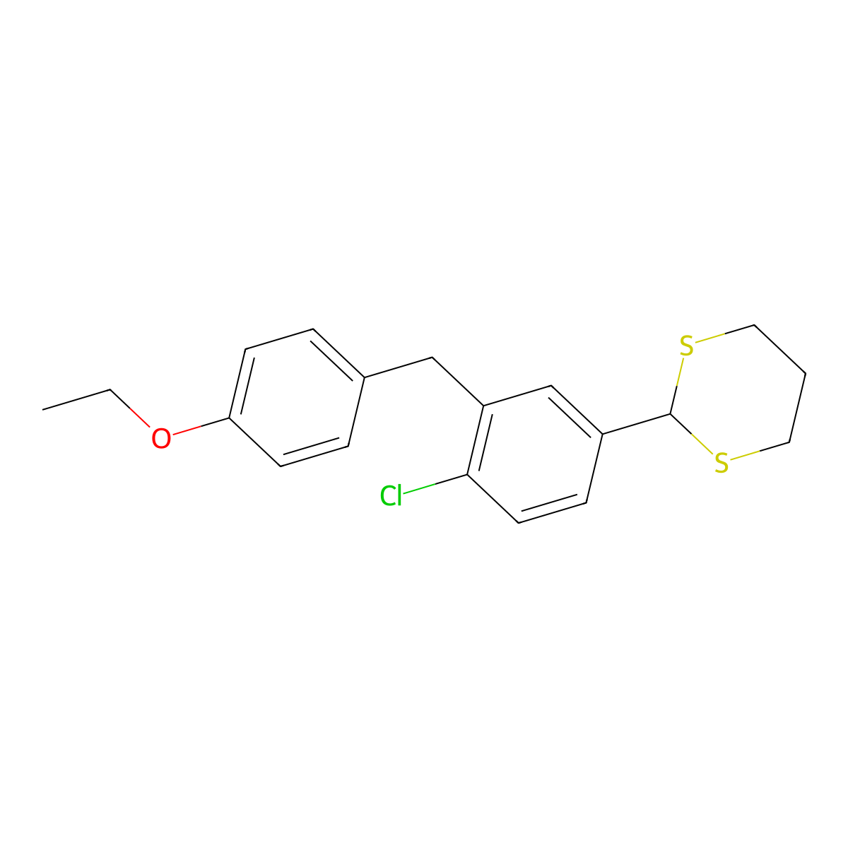 2-(4-Chloro-3-(4-ethoxybenzyl)phenyl)-1,3-dithiane molecular structure, CAS 1233481-95-2