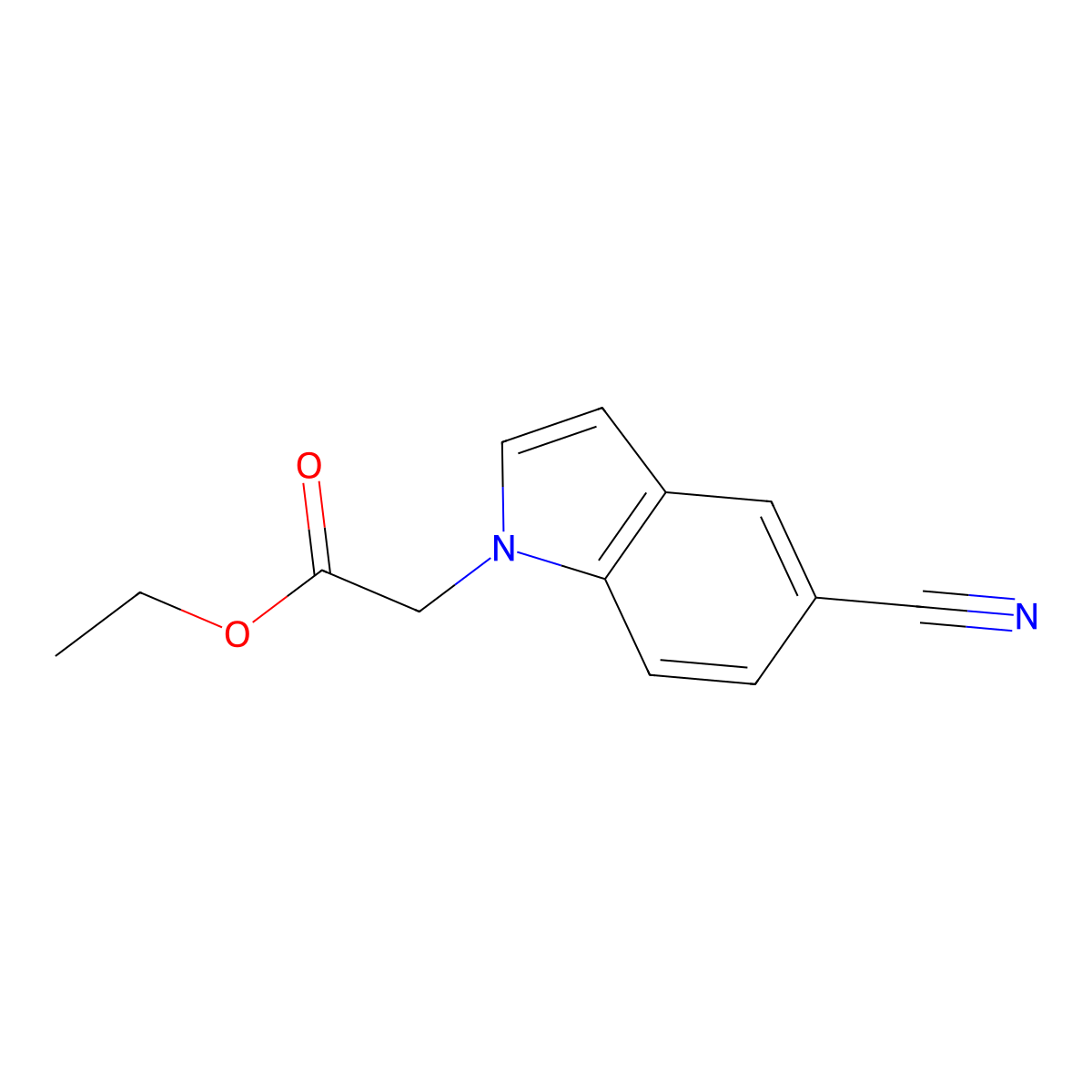 Ethyl 2-(5-cyano-1H-indol-1-yl)acetate molecular structure, CAS 1233500-99-6
