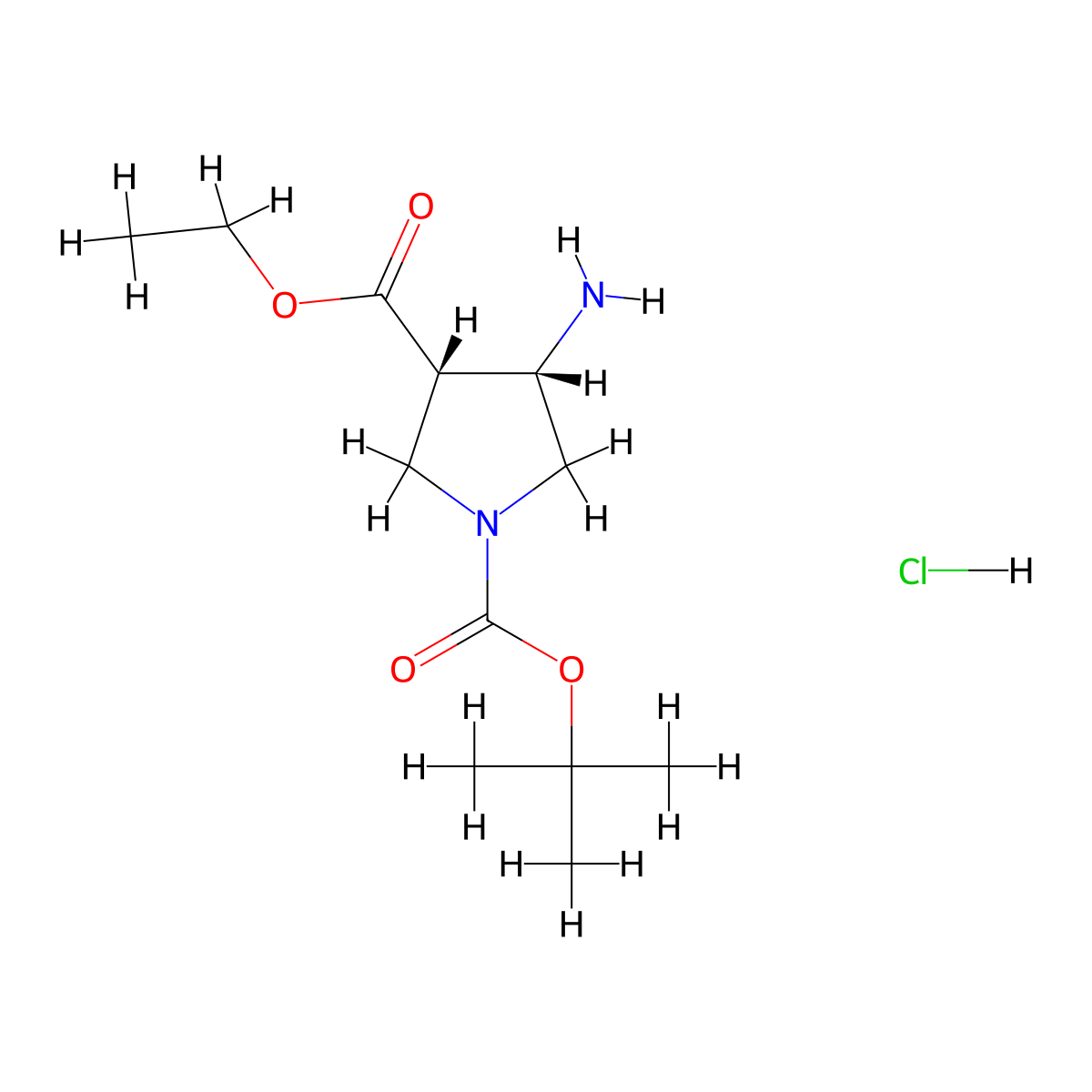 cis-1-tert-Butyl 3-ethyl 4-aminopyrrolidine-1,3-dicarboxylate hydrochloride molecular structure, CAS 1233501-65-9