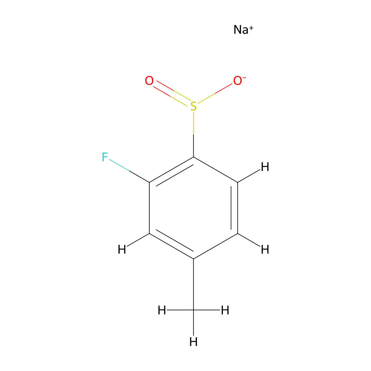 Sodium 2-fluoro-4-methylbenzene-1-sulfinate molecular structure, CAS 1233501-71-7