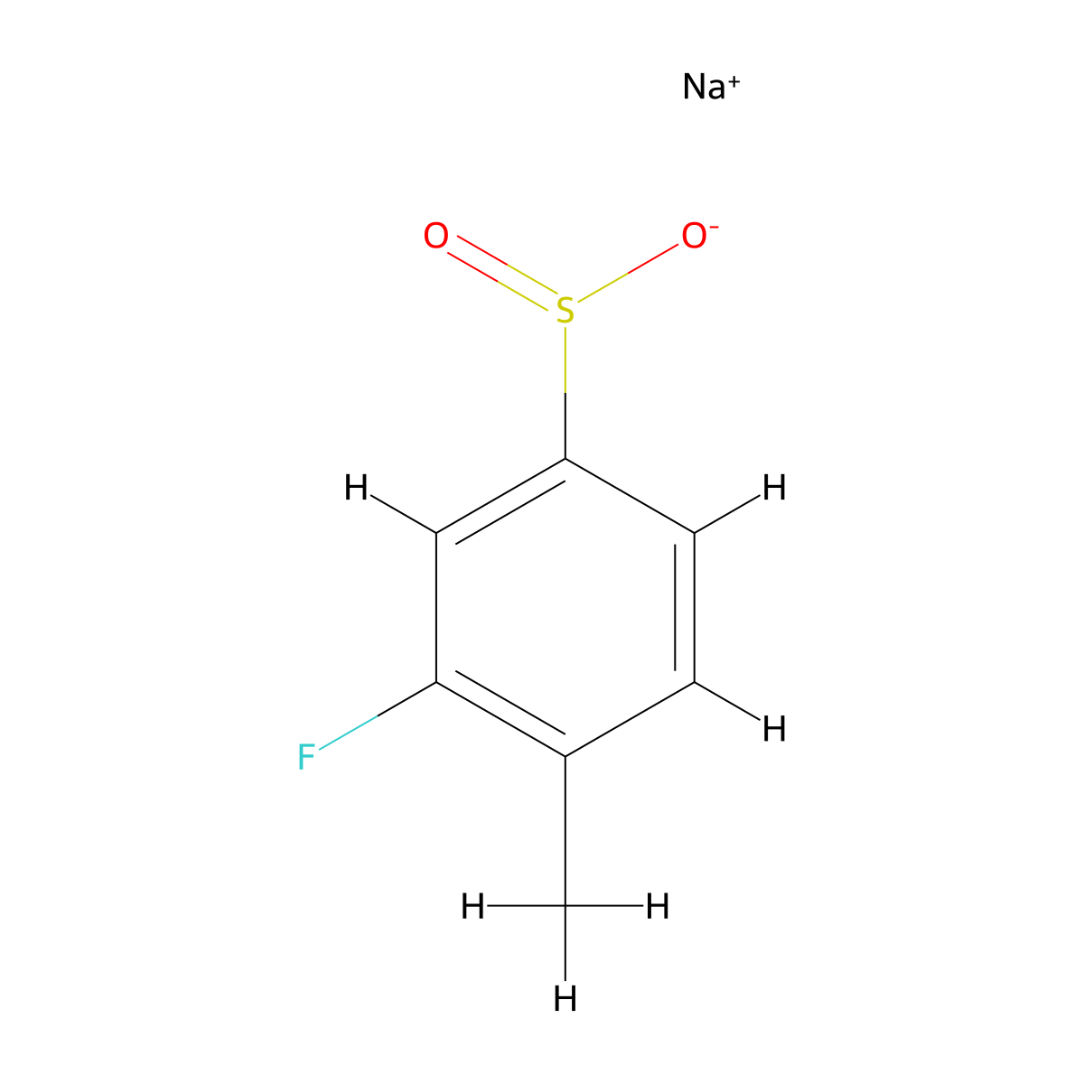 3-Fluoro-4-methylbenzenesulfinic acid sodium salt molecular structure, CAS 1233509-84-6