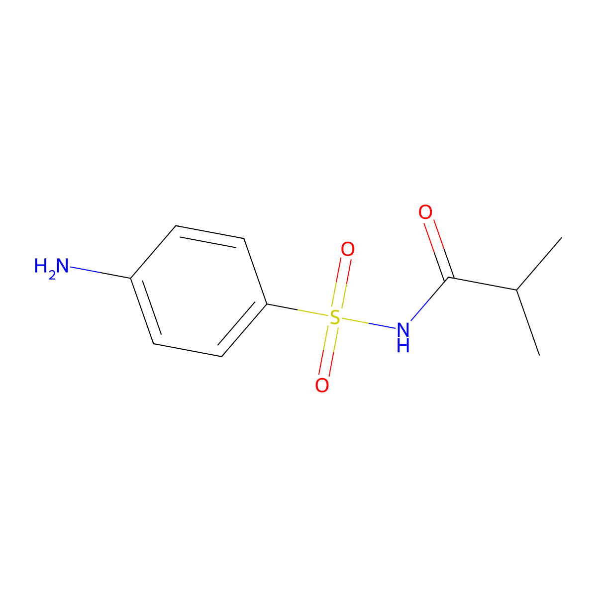 4-Amino-N-isobutyryl-benzenesulfonamide molecular structure, CAS 123351-03-1