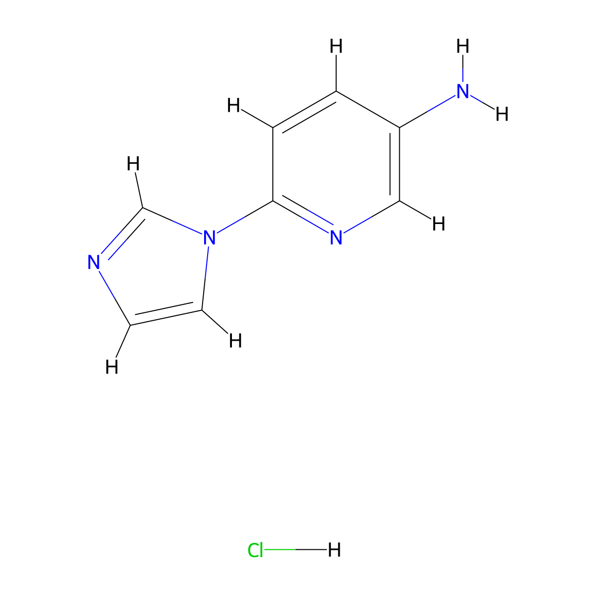 6-(1H-Imidazol-1-yl)pyridin-3-amine hydrochloride molecular structure, CAS 1233510-00-3