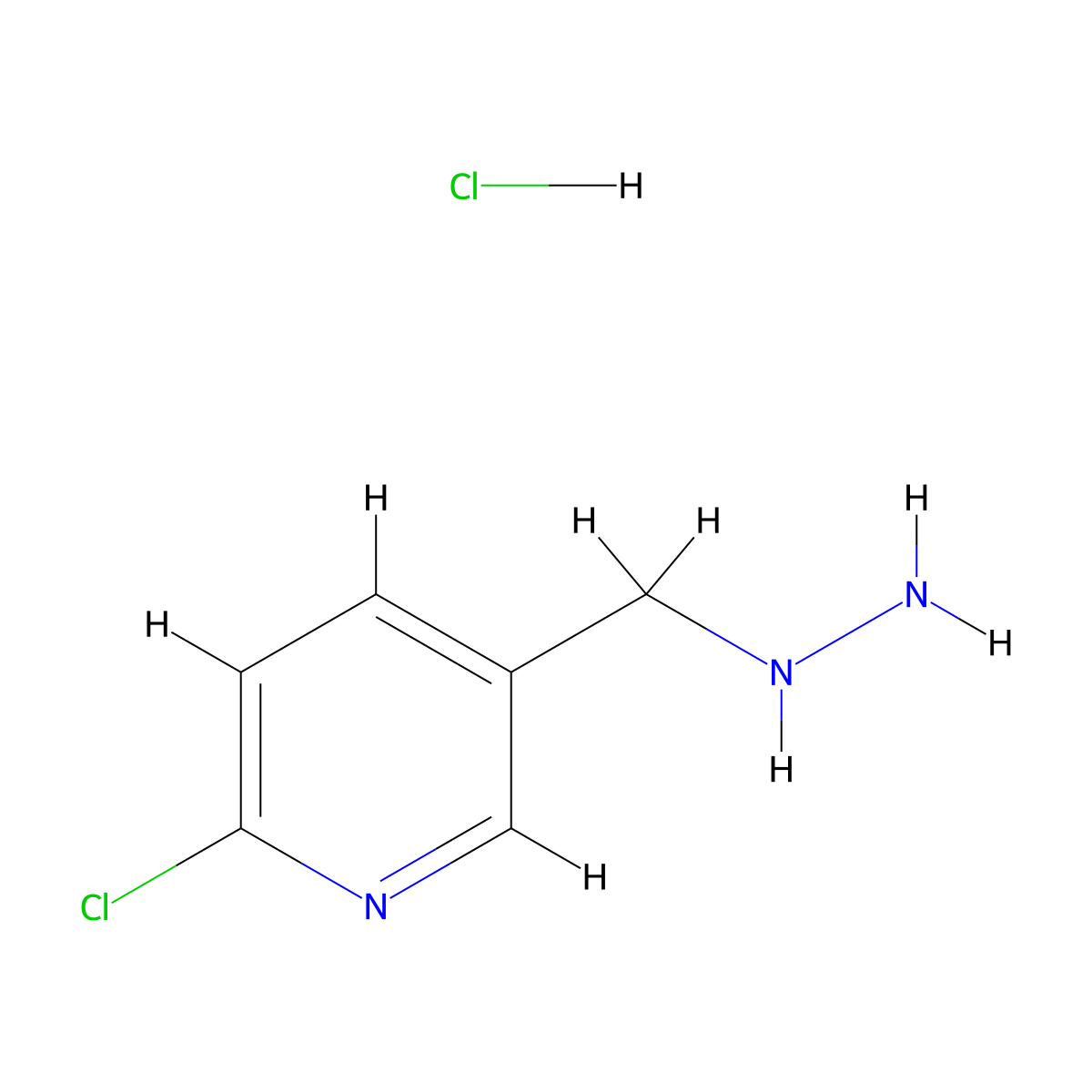 2-Chloro-5-(hydrazinylmethyl)pyridine hydrochloride molecular structure, CAS 1233513-16-0