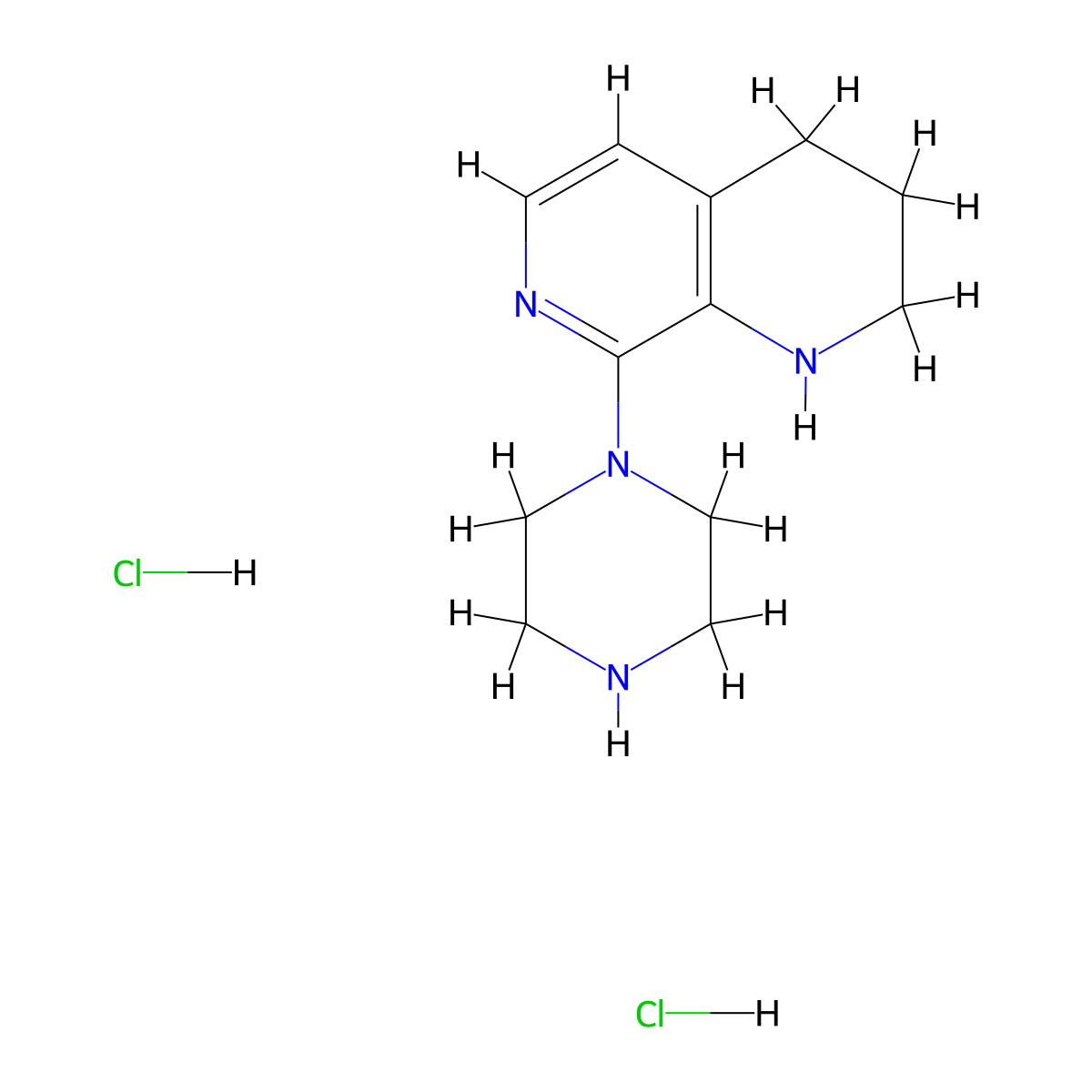 8-(Piperazin-1-yl)-1,2,3,4-tetrahydro-1,7-naphthyridine dihydrochloride molecular structure, CAS 1233513-21-7
