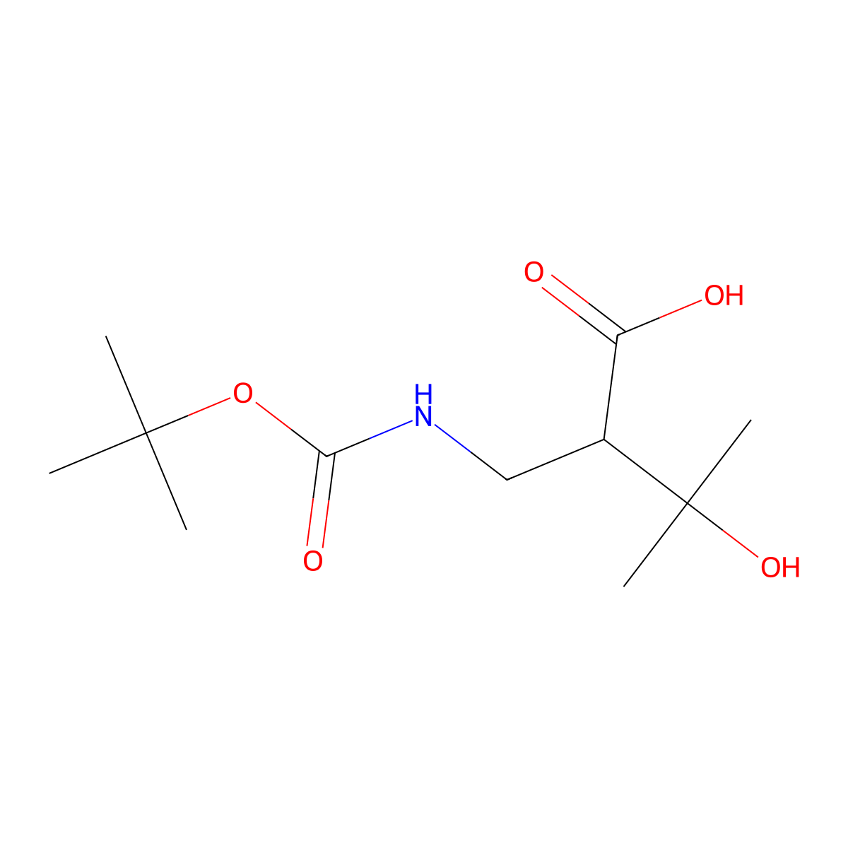 N-Boc-2-aminomethyl-3-hydroxy-3-methylbutanoic acid molecular structure, CAS 1233513-26-2