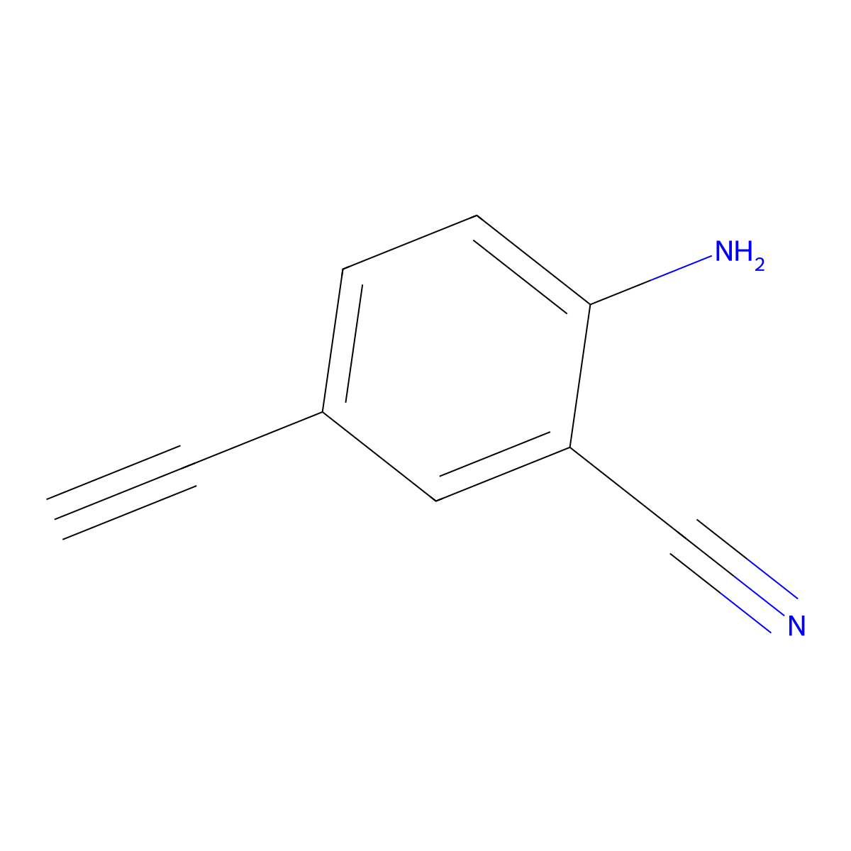 2-Amino-5-ethynylbenzonitrile molecular structure, CAS 1233521-01-1