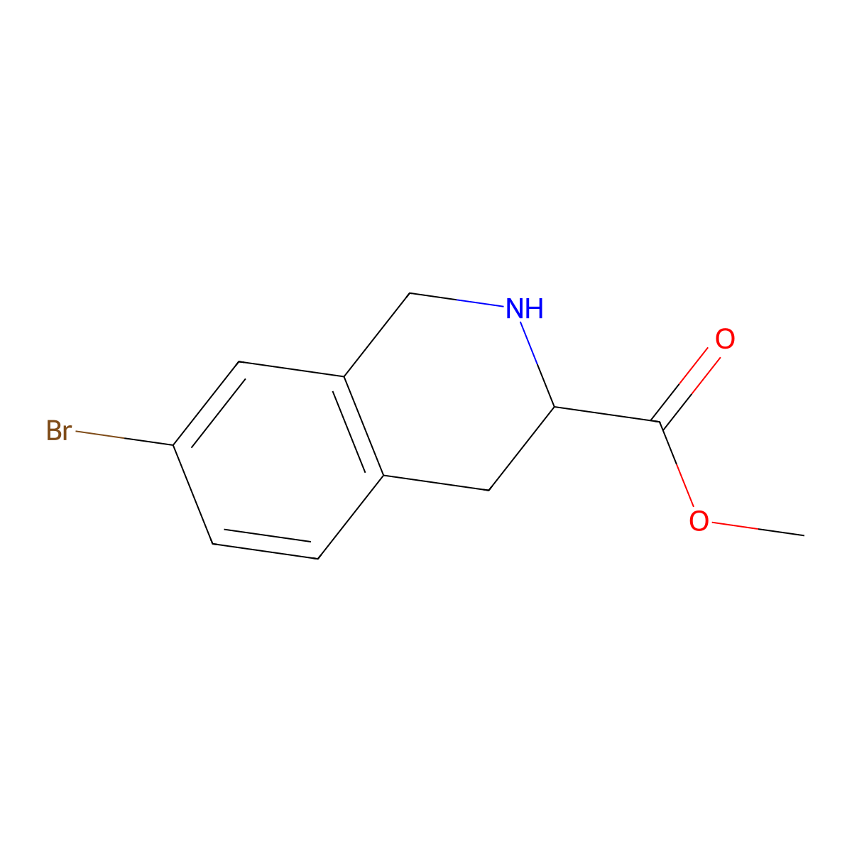 Methyl 7-bromo-1,2,3,4-tetrahydroisoquinoline-3-carboxylate molecular structure, CAS 1233525-65-9