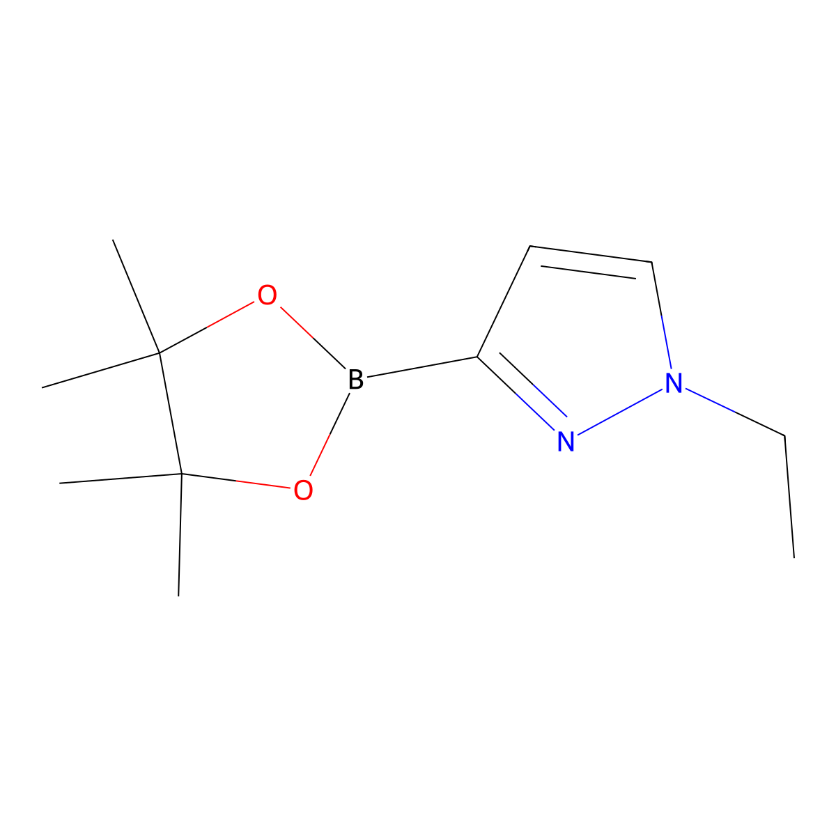 1-ethyl-3-(4,4,5,5-tetramethyl-1,3,2-dioxaborolan-2-yl)-1H-pyrazole molecular structure, CAS 1233525-88-6