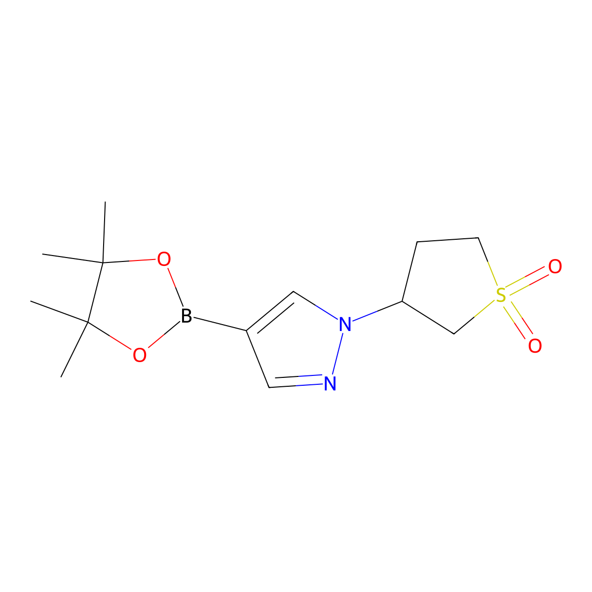 3-(4-(4,4,5,5-Tetramethyl-1,3,2-dioxaborolan-2-yl)-1H-pyrazol-1-yl)tetrahydrothiophene 1,1-dioxide molecular structure, CAS 1233526-31-2
