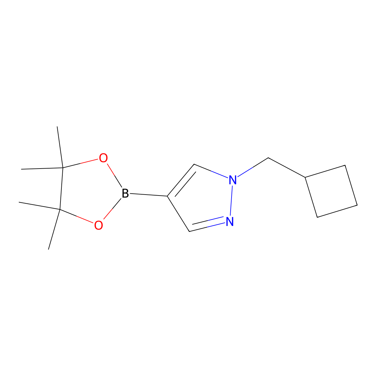 1-(cyclobutylmethyl)-4-(4,4,5,5-tetramethyl-1,3,2-dioxaborolan-2-yl)-1H-pyrazole molecular structure, CAS 1233526-47-0