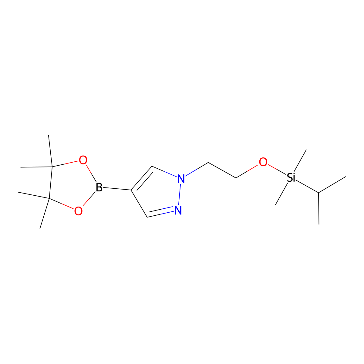 1-(2-{[dimethyl(propan-2-yl)silyl]oxy}ethyl)-4-(tetramethyl-1,3,2-dioxaborolan-2-yl)-1H-pyrazole molecular structure, CAS 1233526-53-8
