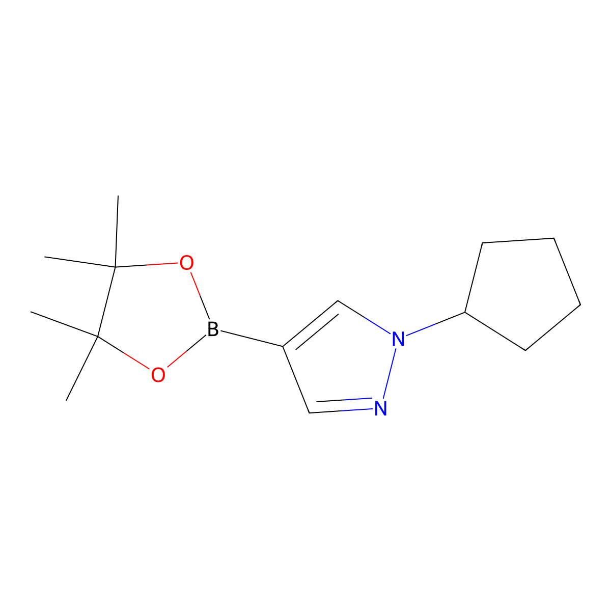 1-Cyclopentyl-4-(4,4,5,5-tetramethyl-1,3,2-dioxaborolan-2-yl)-1H-pyrazole molecular structure, CAS 1233526-60-7