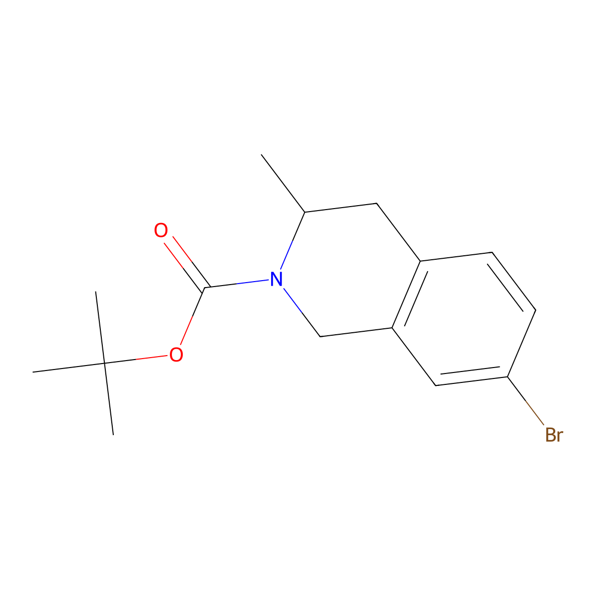 tert-butyl 7-bromo-3-methyl-3,4-dihydroisoquinoline-2(1H)-carboxylate molecular structure, CAS 1233526-64-1