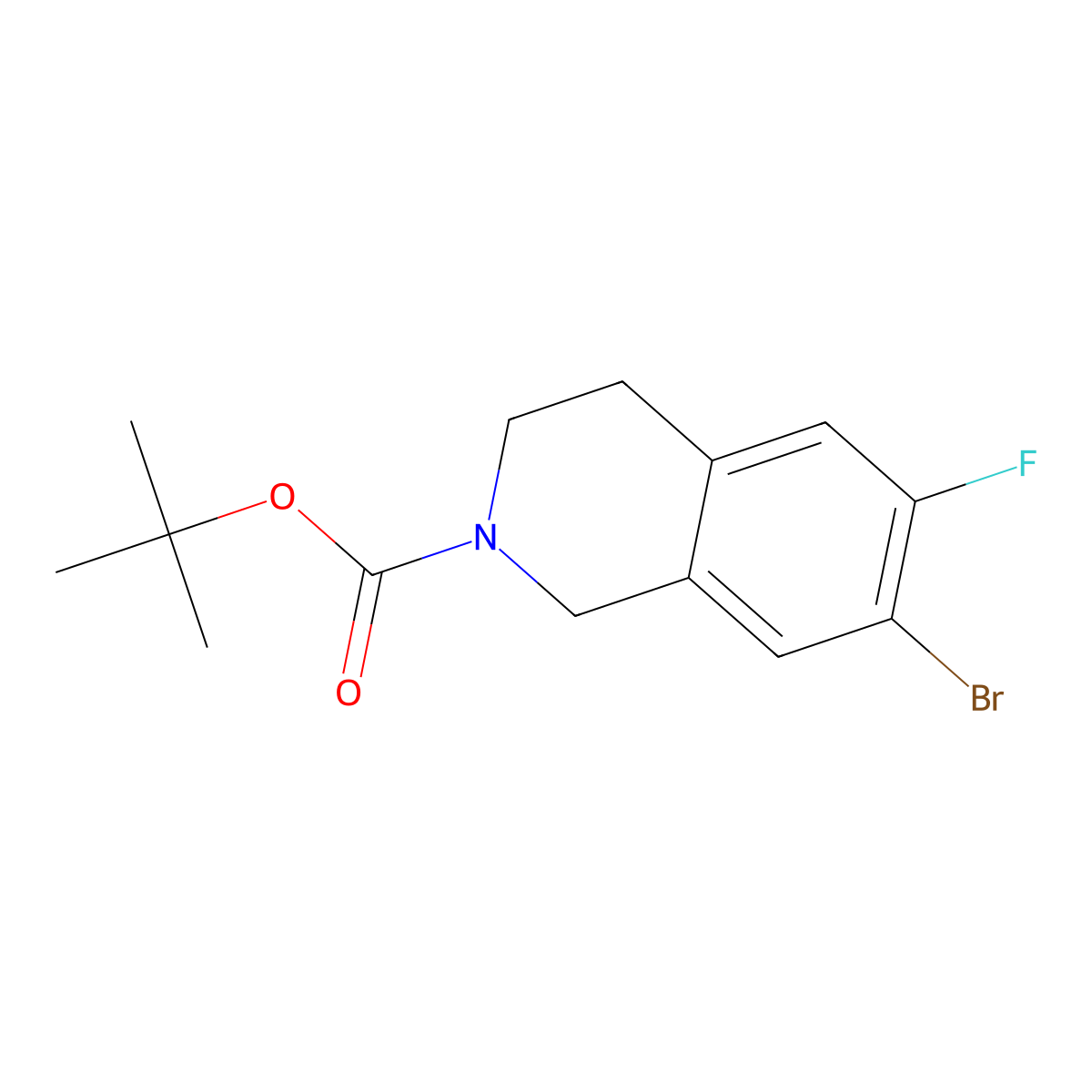 tert-Butyl 7-bromo-6-fluoro-3,4-dihydroisoquinoline-2(1H)-carboxylate molecular structure, CAS 1233526-82-3