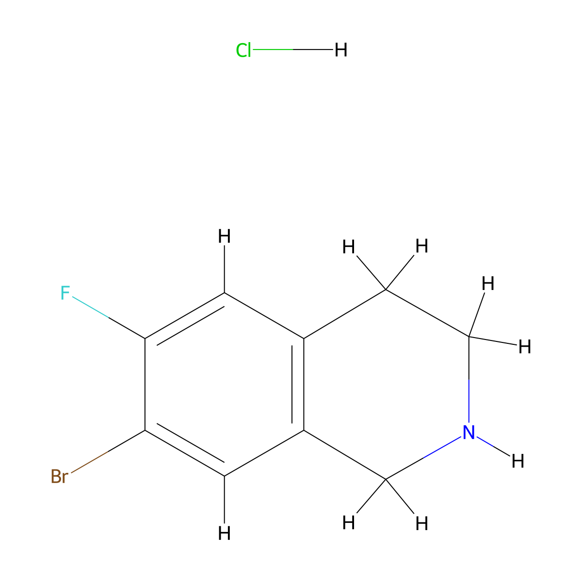 7-Bromo-6-fluoro-1,2,3,4-tetrahydroisoquinoline hydrochloride molecular structure, CAS 1233526-84-5