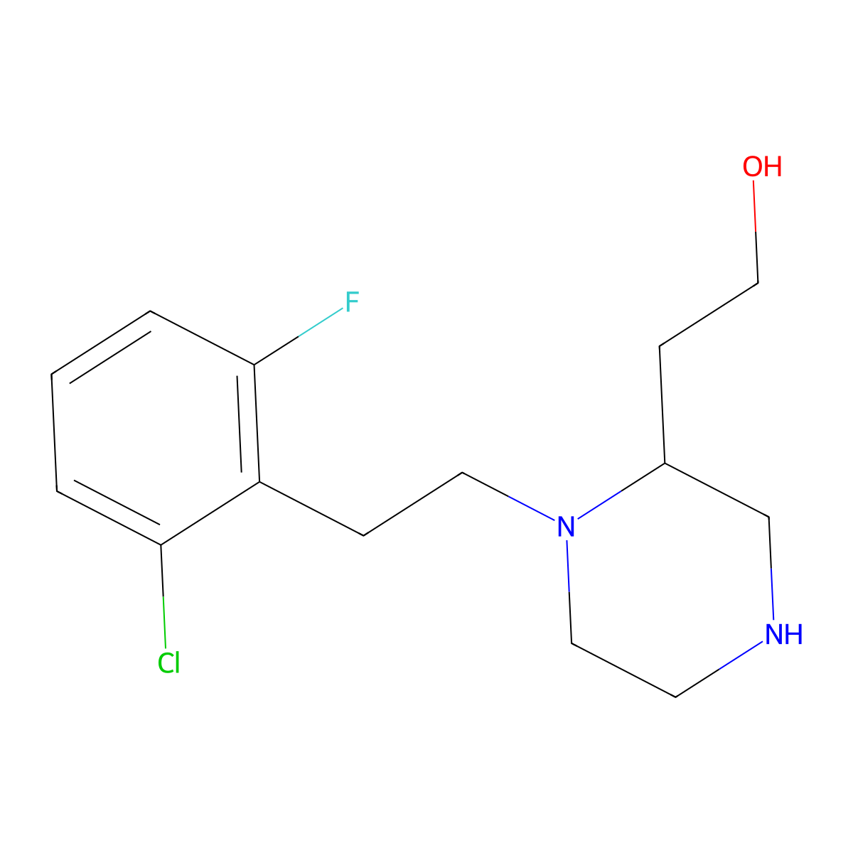 2-{1-[2-(2-Chloro-6-fluorophenyl)ethyl]-2-piperazinyl}ethanol molecular structure, CAS 1233642-05-1