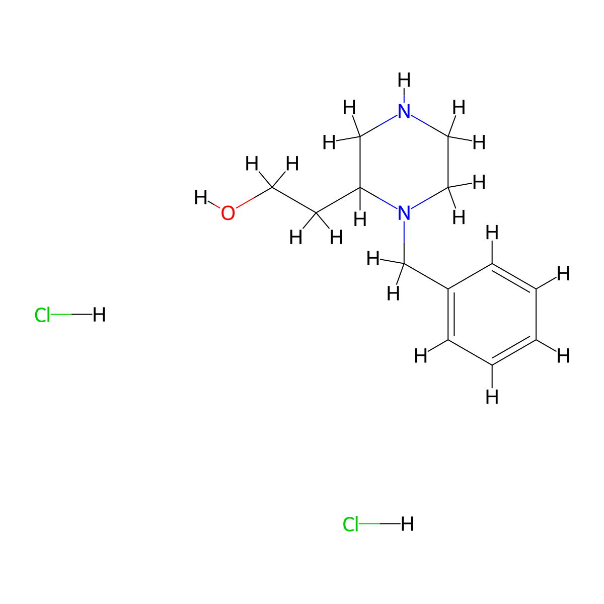 2-(1-Benzyl-2-piperazinyl)ethanol dihydrochloride molecular structure, CAS 1233642-07-3