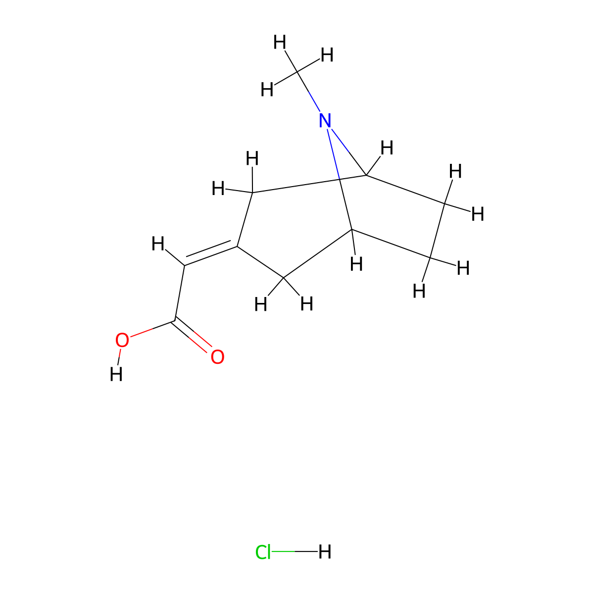 2-{8-Methyl-8-azabicyclo[3.2.1]octan-3-ylidene}acetic acid hydrochloride molecular structure, CAS 123368-82-1