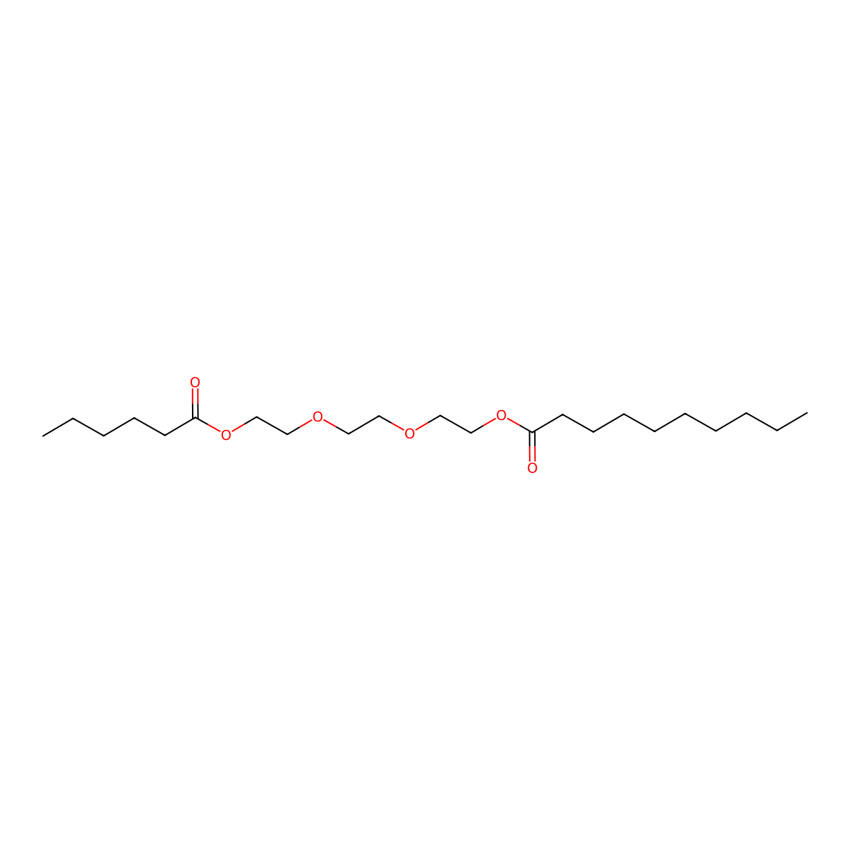 2-(2-(2-(Hexanoyloxy)ethoxy)ethoxy)ethyl decanoate molecular structure, CAS 123369-03-9
