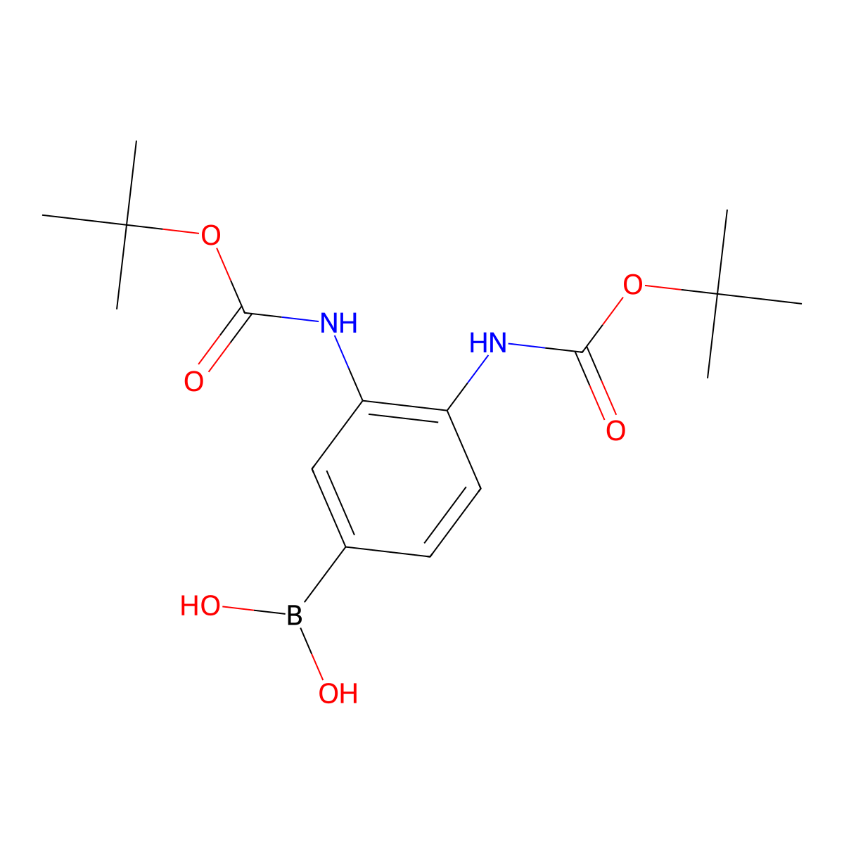 3,4-Bis(tert-butoxycarbonylamino)phenylboronic acid molecular structure, CAS 1233693-22-5