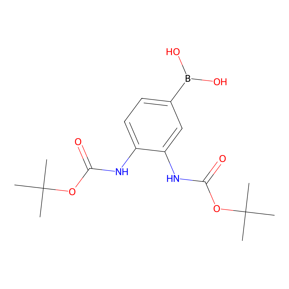 3,4-Bis(tert-butoxycarbonylamino)phenylboronic acid molecular structure, CAS 1233693-22-5