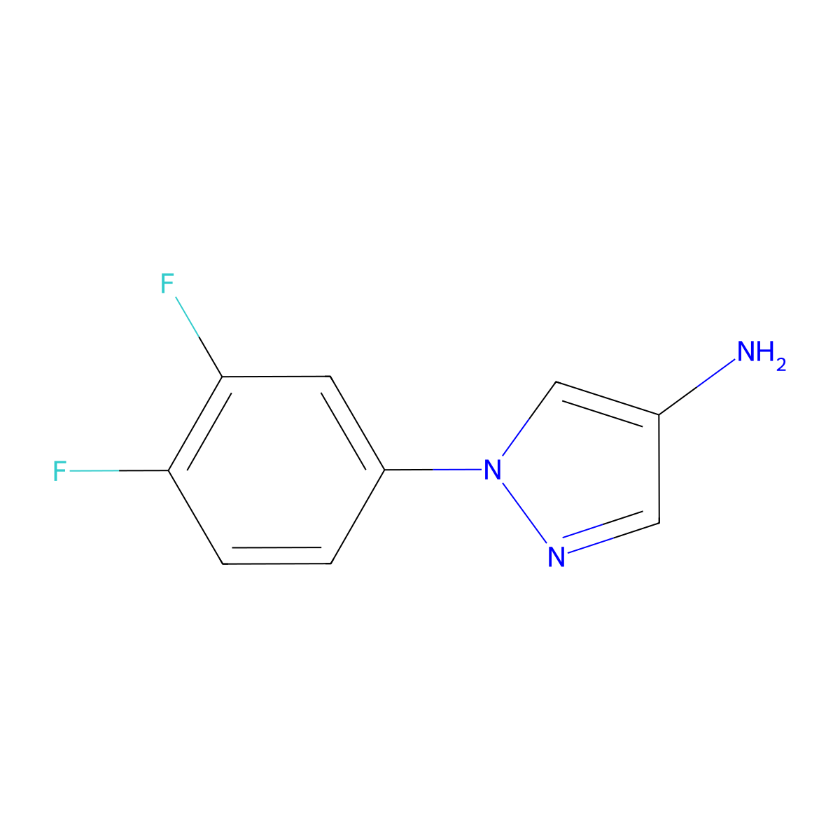 4-Amino-1-(3,4-difluorophenyl)pyrazole molecular structure, CAS 1233698-57-1