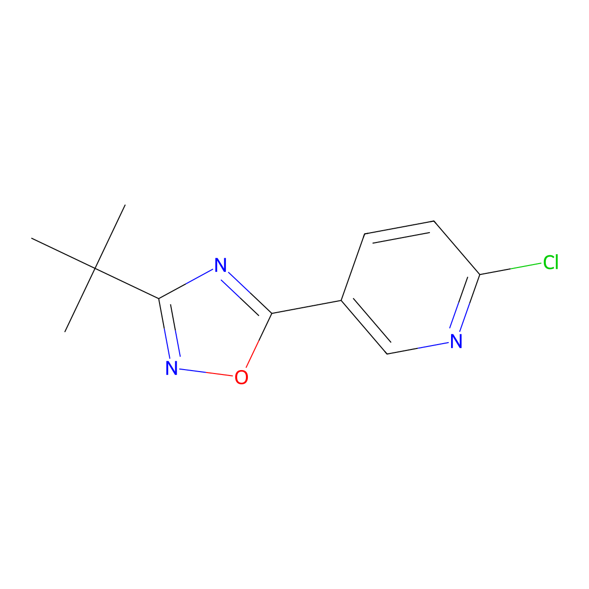 5-(3-Tert-butyl-1,2,4-oxadiazol-5-yl)-2-chloropyridine molecular structure, CAS 1233705-30-0