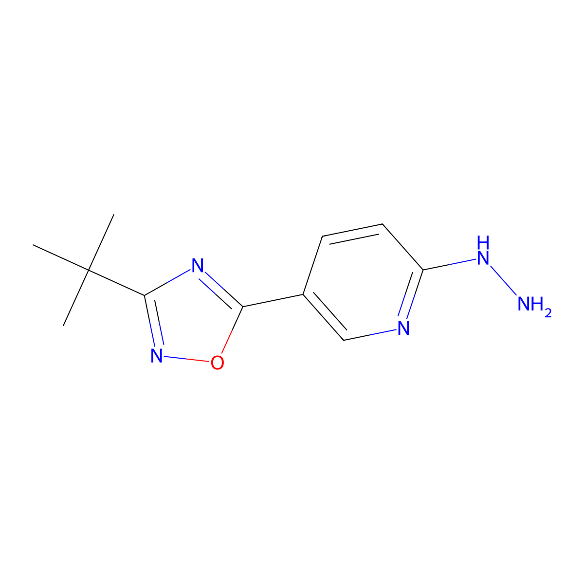 5-(3-Tert-butyl-1,2,4-oxadiazol-5-yl)-2-hydrazinylpyridine molecular structure, CAS 1233705-31-1