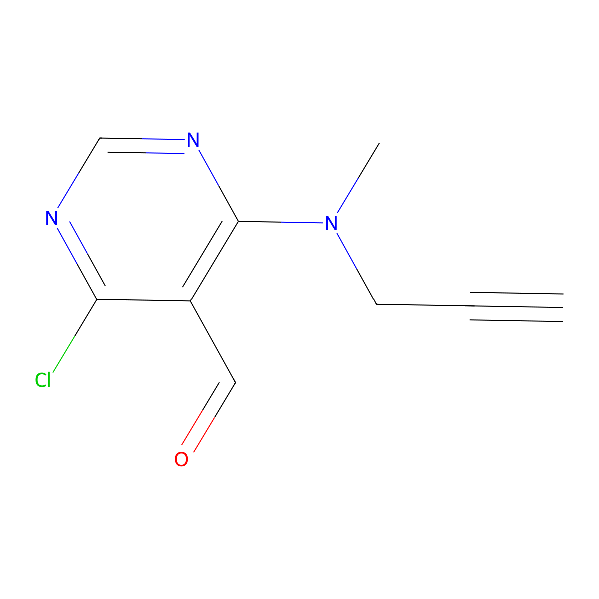 4-Chloro-6-[methyl(prop-2-YN-1-YL)amino]pyrimidine-5-carbaldehyde molecular structure, CAS 1233706-09-6