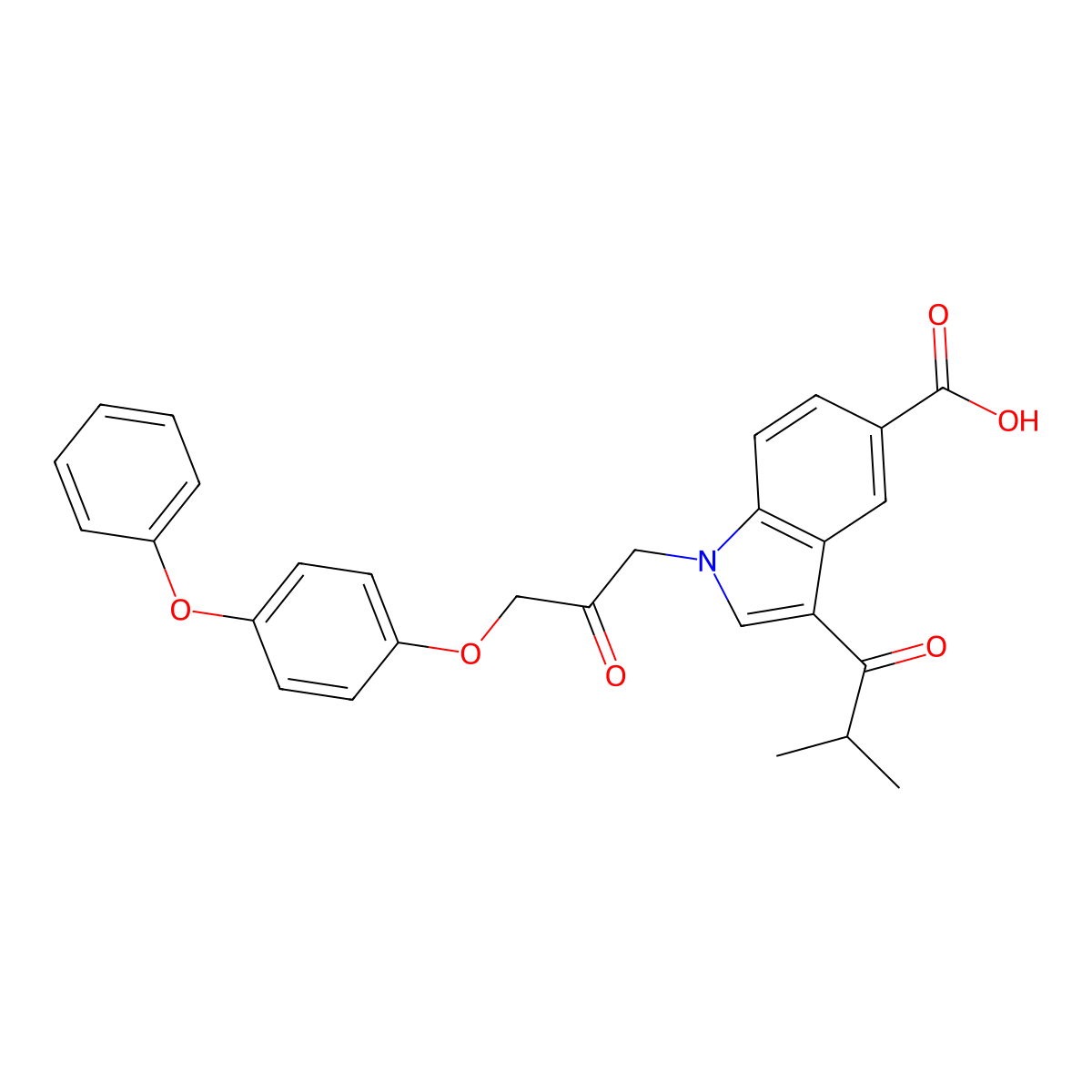 3-isobutyryl-1-(2-oxo-3-(4-phenoxyphenoxy)propyl)-1H-indole-5-carboxylic acid molecular structure, CAS 1233706-88-1