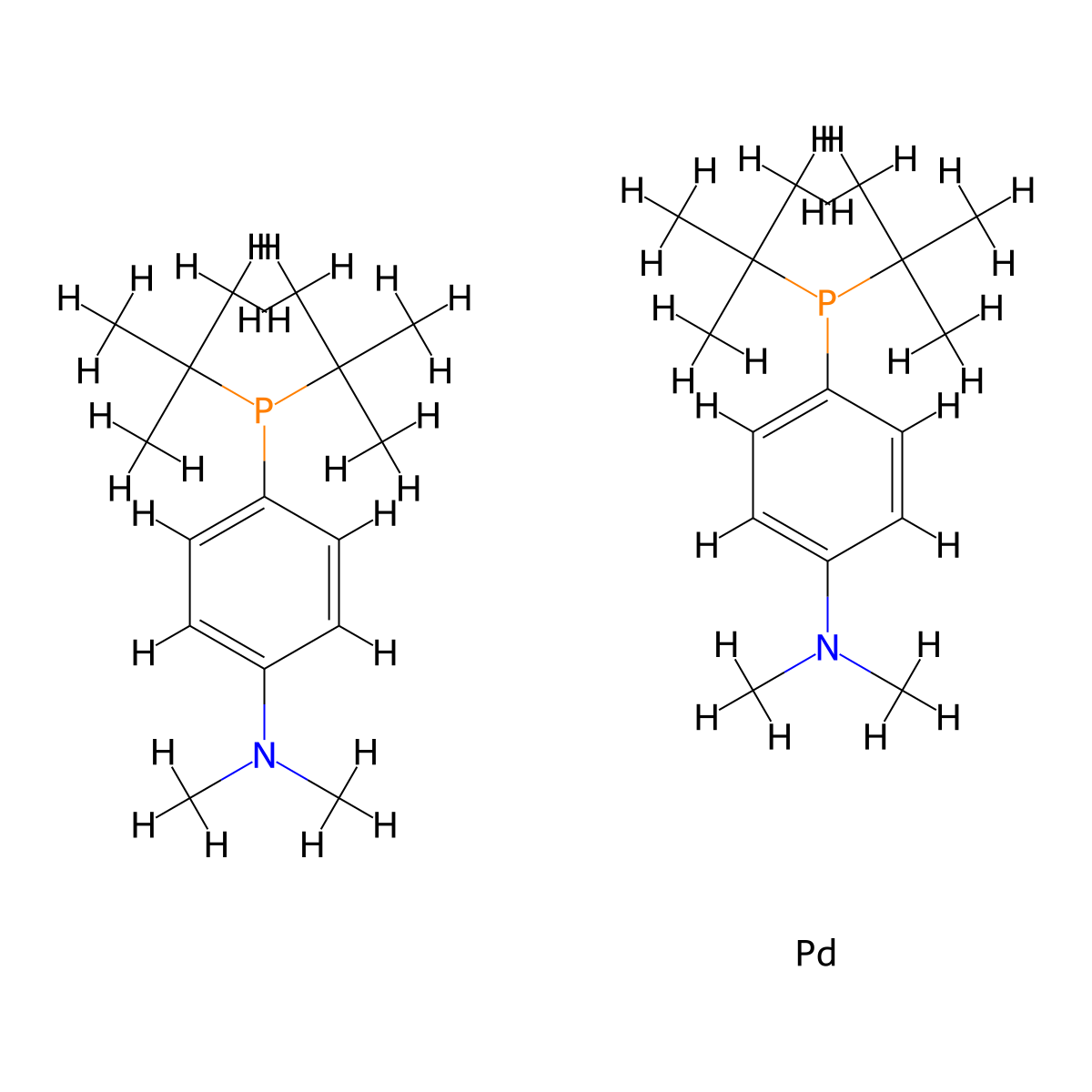 Bis[di-tert-butyl-(4-dimethyl-aminophenyl)phosphine]Palladium (0) molecular structure, CAS 1233717-68-4