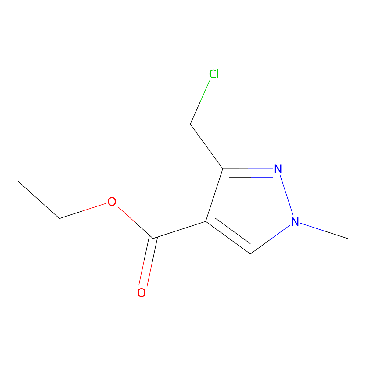 ethyl3-(chloromethyl)-1-methyl-1H-pyrazole-4-carboxylate molecular structure, CAS 123374-32-3