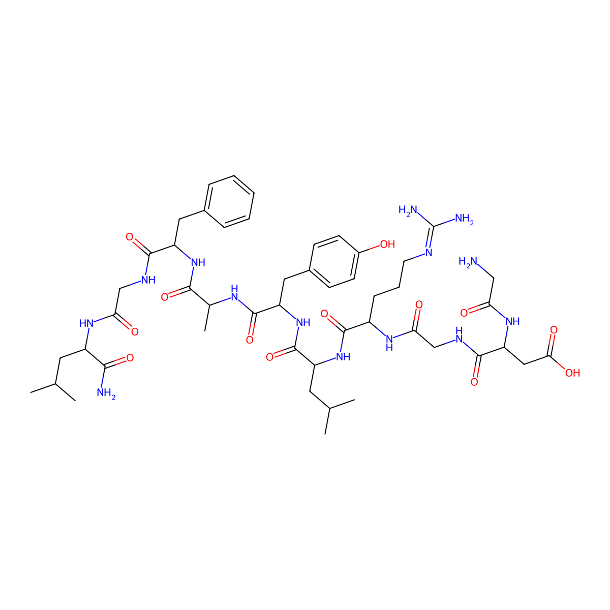 H-Gly-asp-gly-arg-leu-tyr-ala-phe-gly-leu-NH2 molecular structure, CAS 123374-34-5