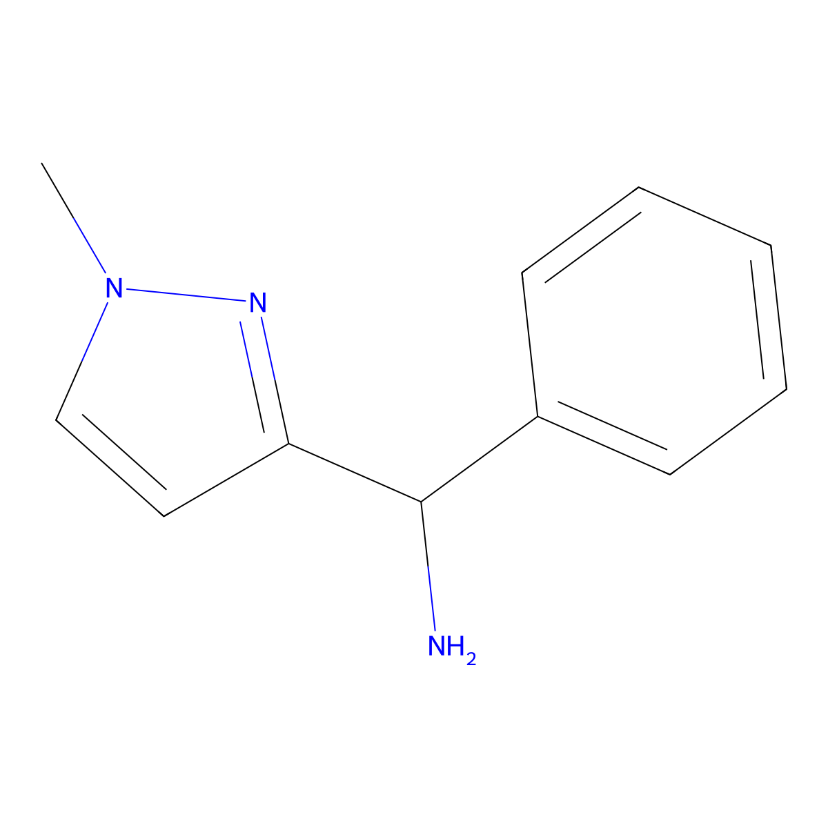 (1-Methyl-1H-pyrazol-3-yl)(phenyl)methanamine molecular structure, CAS 1233840-11-3