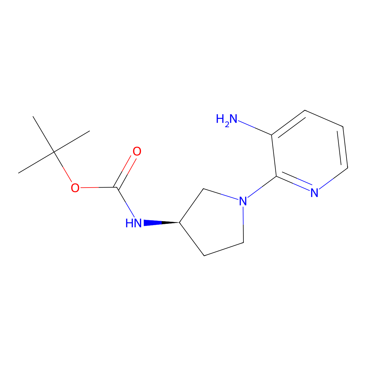 (R)-tert-Butyl 1-(3-aminopyridin-2-yl)pyrrolidin-3-ylcarbamate molecular structure, CAS 1233859-84-1