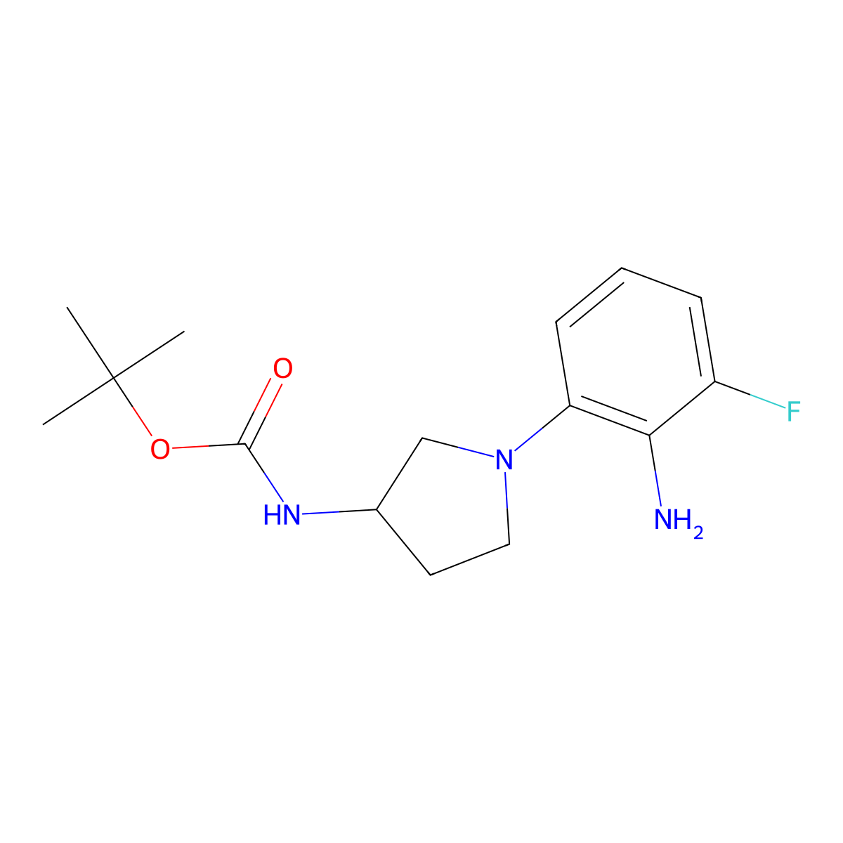 (S)-tert-Butyl 1-(2-amino-3-fluorophenyl)pyrrolidin-3-ylcarbamate molecular structure, CAS 1233859-85-2