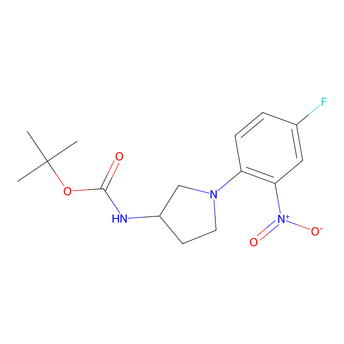 (S)-tert-Butyl 1-(4-fluoro-2-nitrophenyl)pyrrolidin-3-ylcarbamate molecular structure, CAS 1233859-90-9